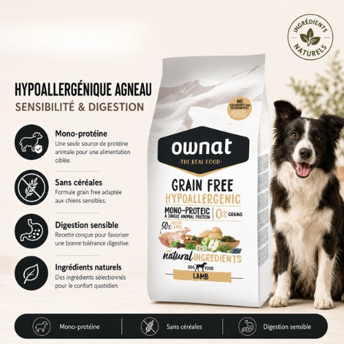 Ownat - Grain Free Hypoallergenic Agneau - 12 kg