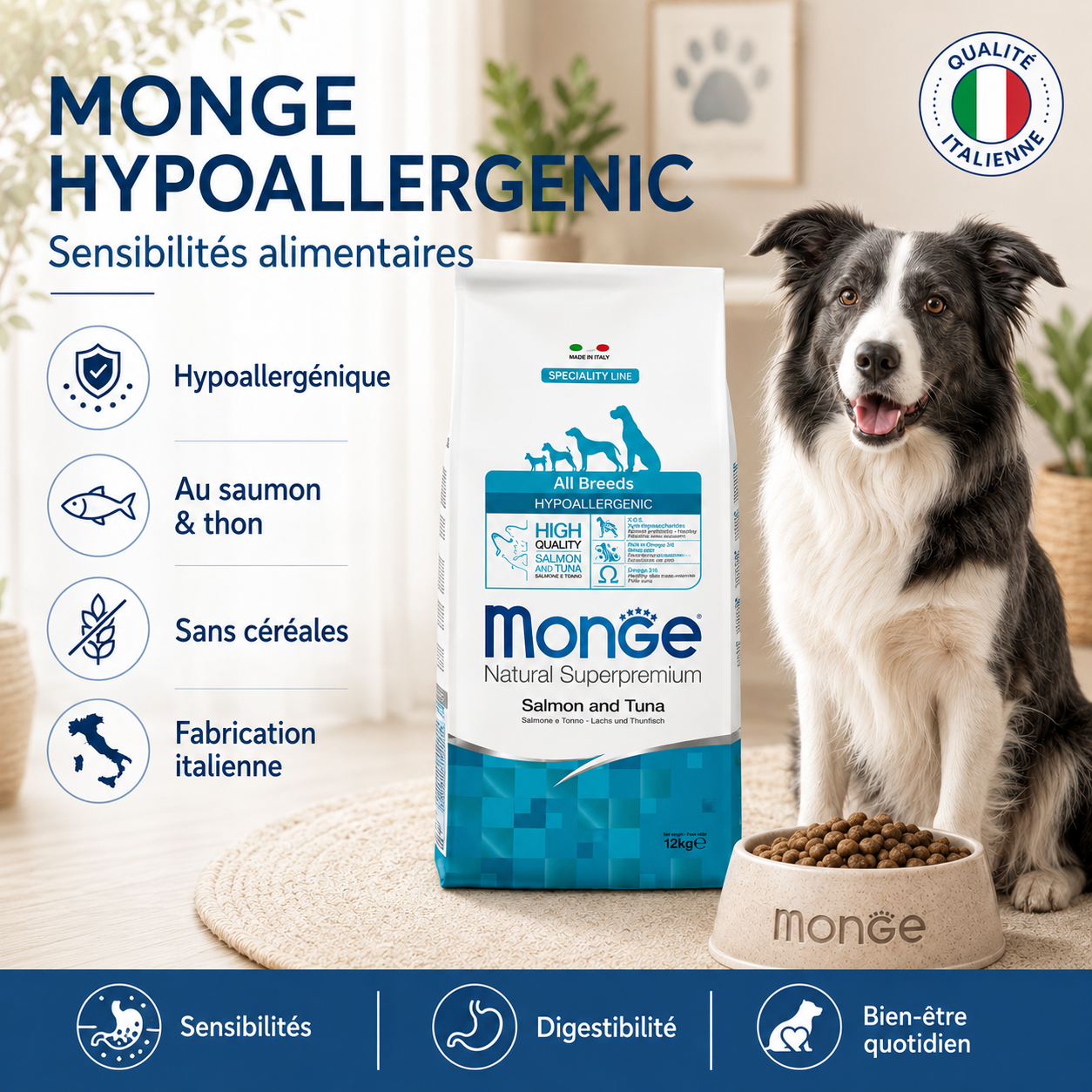 Monge - Hypoallergénique Saumon & Thon - 12kg